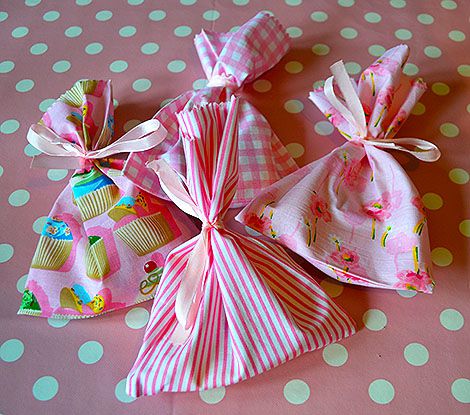 Pink Fabric Party Bags
