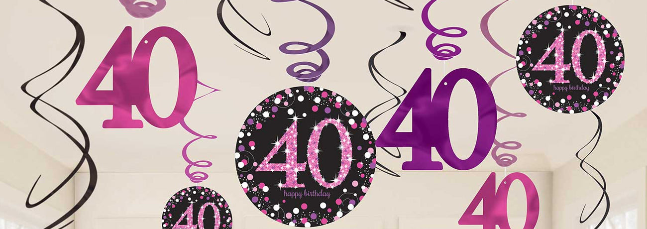 40th Birthday Pink Celebration Party Supplies