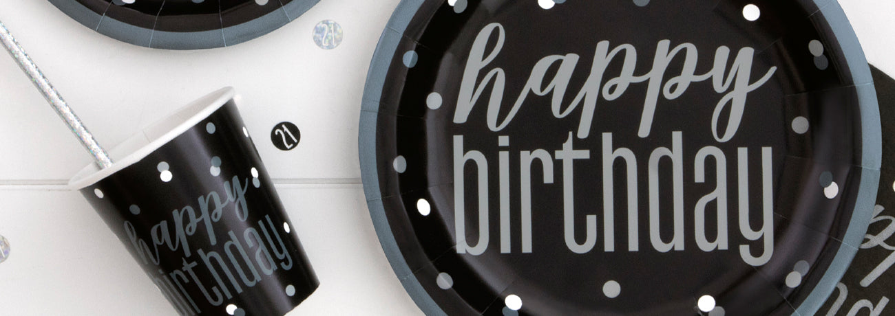 70th Birthday Black & Silver Glitz Party Supplies