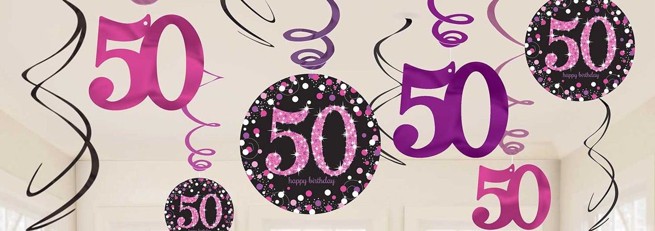 50th Birthday Pink Celebration Party Supplies