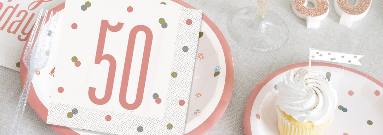 50th Birthday Rose Gold Glitz Party Supplies
