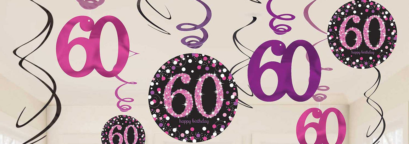 60th Birthday Pink Celebration Party Supplies