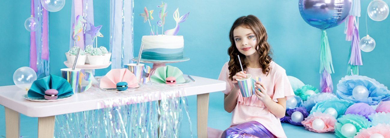 mermaid party supplies, including mermaid party decorations