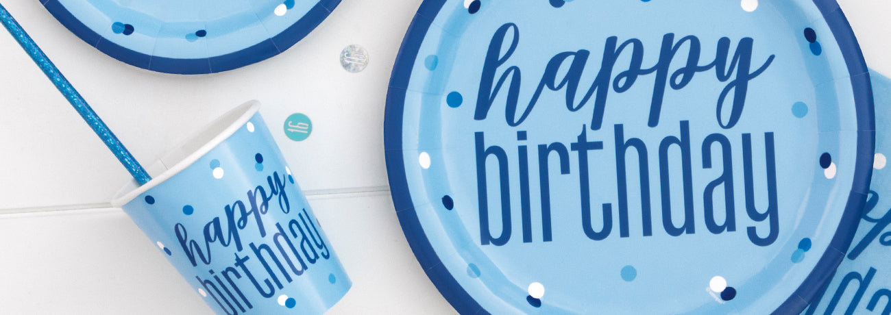 Happy Birthday Blue Glitz Party Supplies