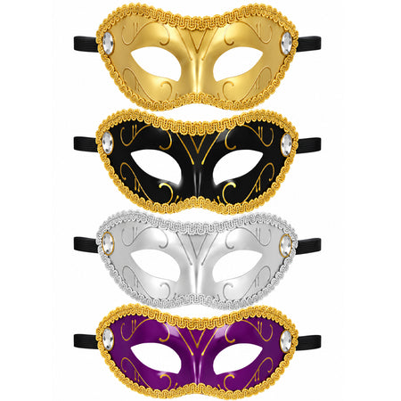 Metallic Venetian Masquerade Eye Mask - Assorted Colours - Each