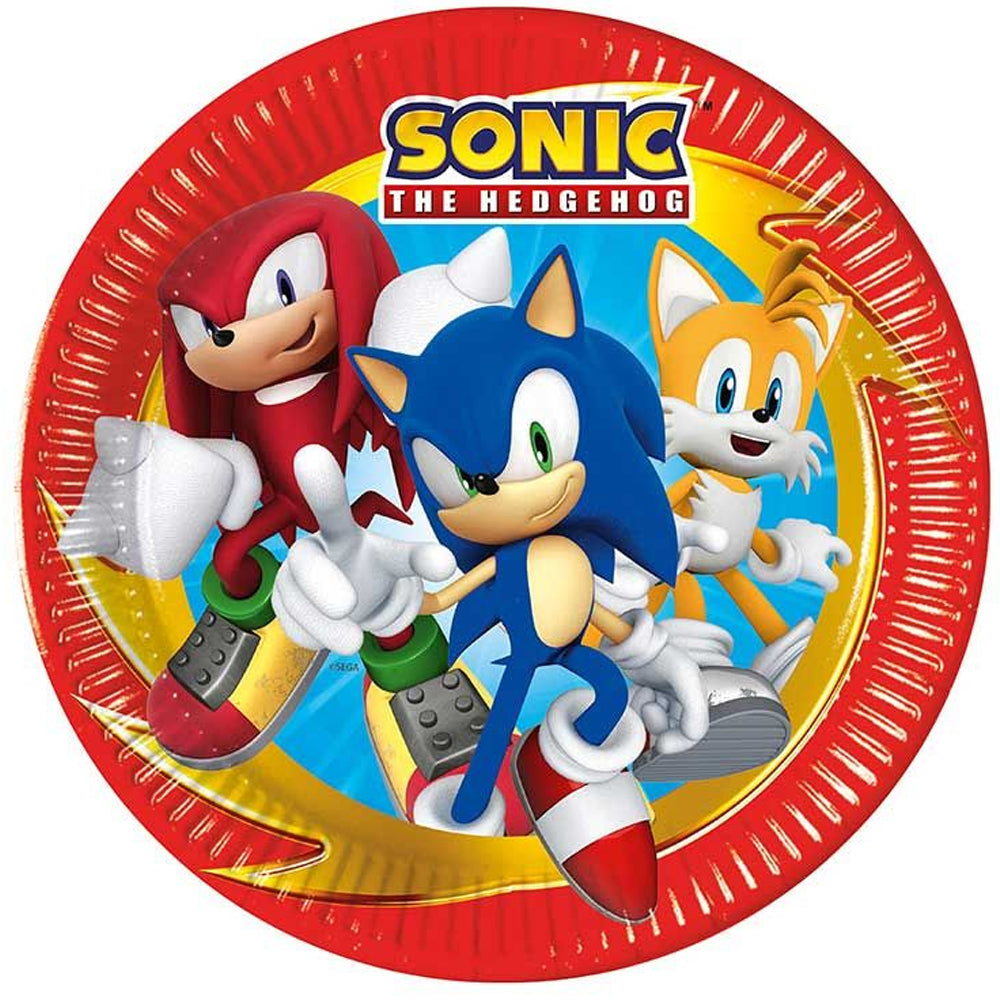 Sonic The Hedgehog Paper Plates - 23cm - Pack of 8