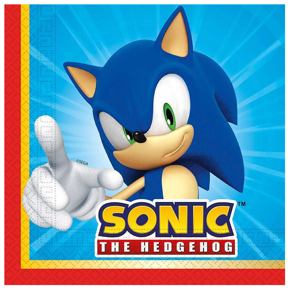Sonic The Hedgehog Paper Napkins - 33cm - Pack of 20