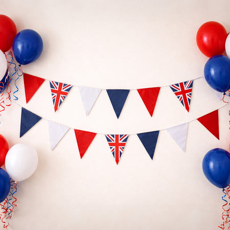 Red, White and Blue and Union Jack Flag Fabric Bunting - 6m
