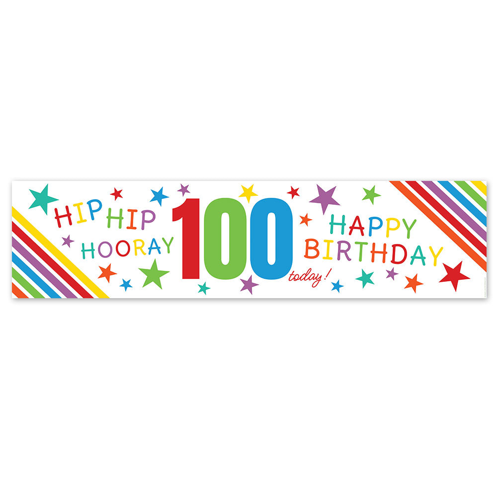 Rainbow 100th Birthday Banner - 120cm x 30cm
