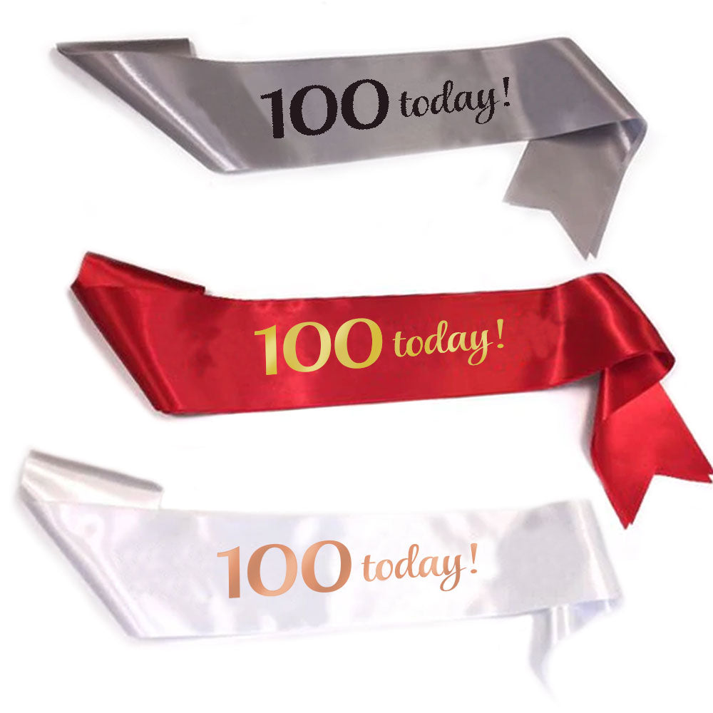 100th Birthday Sash 100mm - Choose Sash Colour