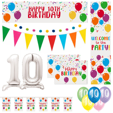 10th Birthday Rainbow Balloons Decoration Pack