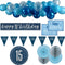 15th Birthday Blue & Silver Glitz Decoration Pack
