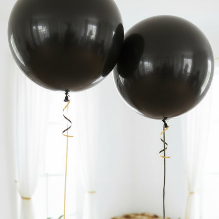 Black Giant Round Latex Balloons - 24
