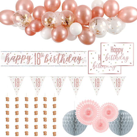 18th Birthday Rose Gold Glitz Decoration Pack