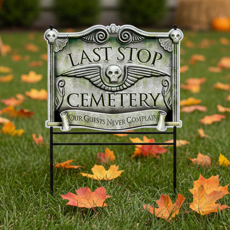 Last Stop Cemetery Halloween Sign - 78cm