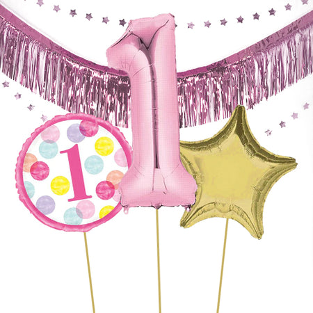 Inflated 1st Birthday Pink Balloon Bundle in a Box