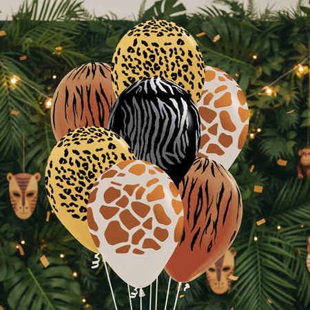 Safari Animal Print Latex Balloons - 12