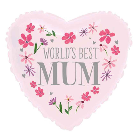 Mother's Day Pink Floral Heart Foil Balloon - 18