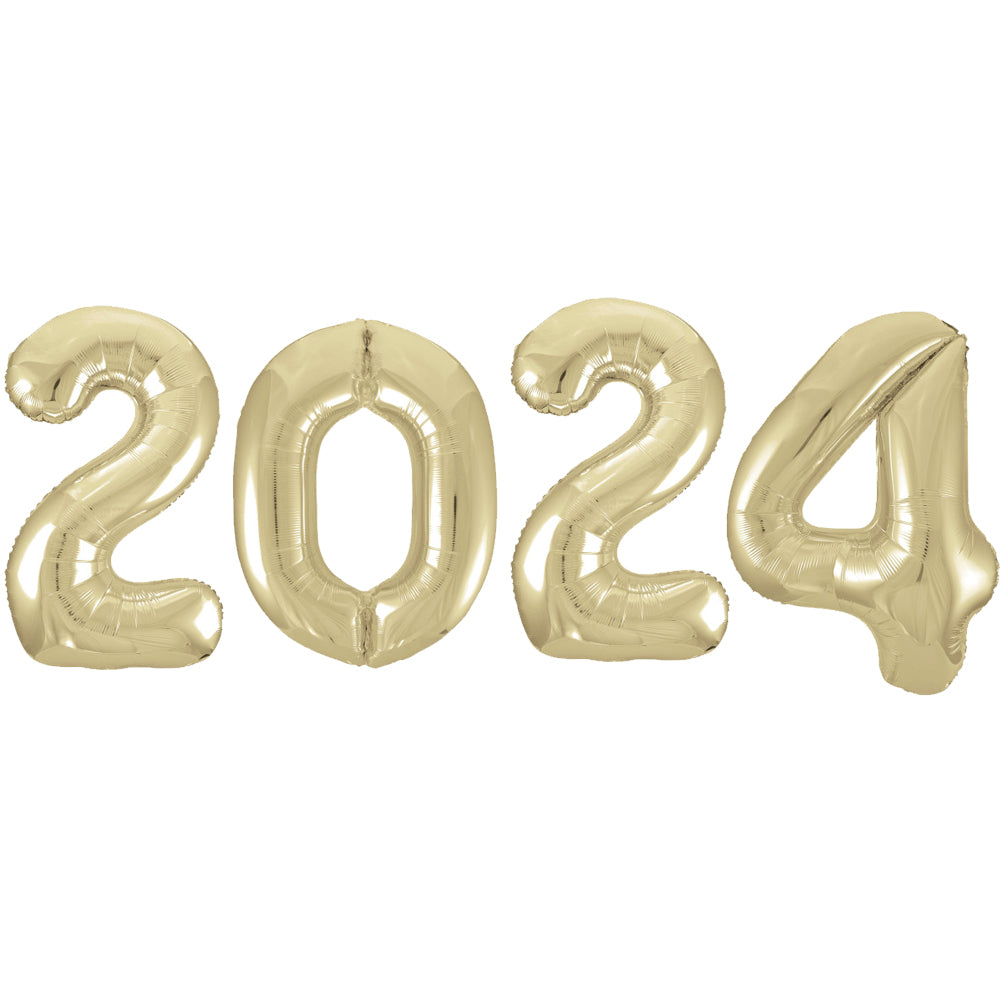 2024 New Year Gold Foil Number Balloons - 34