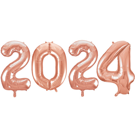 2024 Rose Gold New Year Foil Number Balloons - 34
