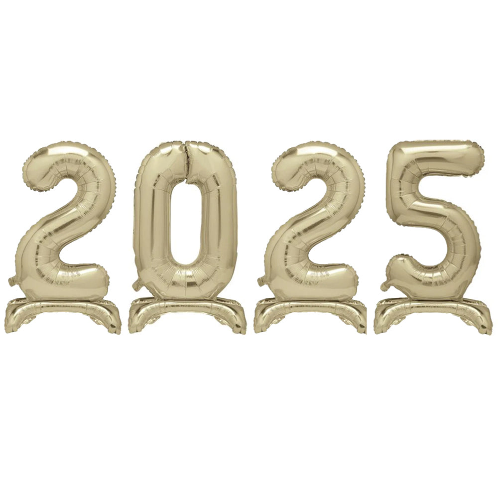 2025 Gold New Year Foil Standing Number Air Fill Balloons - 30"