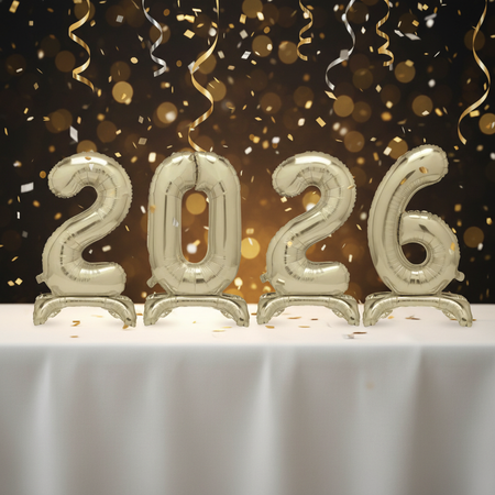 2026 Cool Champagne Grey-Gold Standing Balloons New Year Party