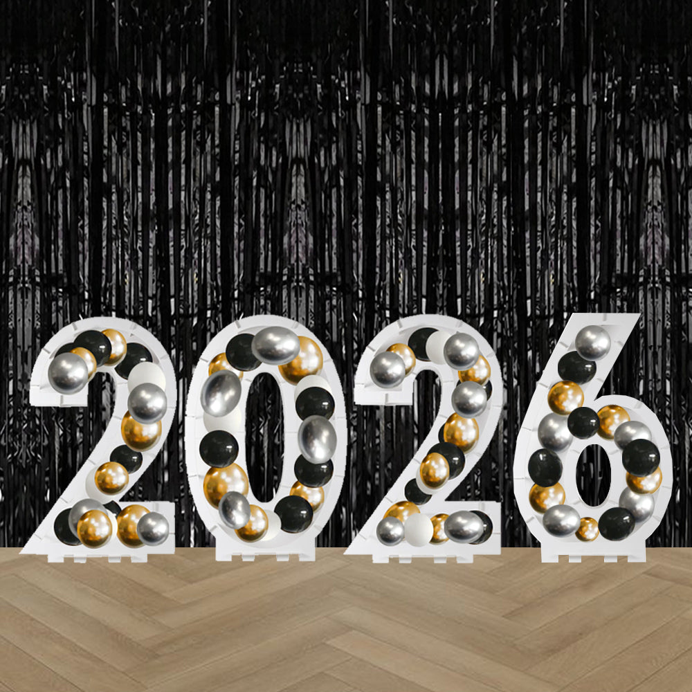 2026 New Year Balloon Frame Mosaic Number Stand Decoration - 81cm - Add Your Own Balloons!