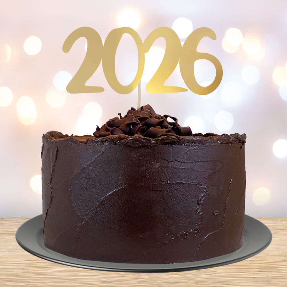 2026 New Year Gold Foil Cake Topper