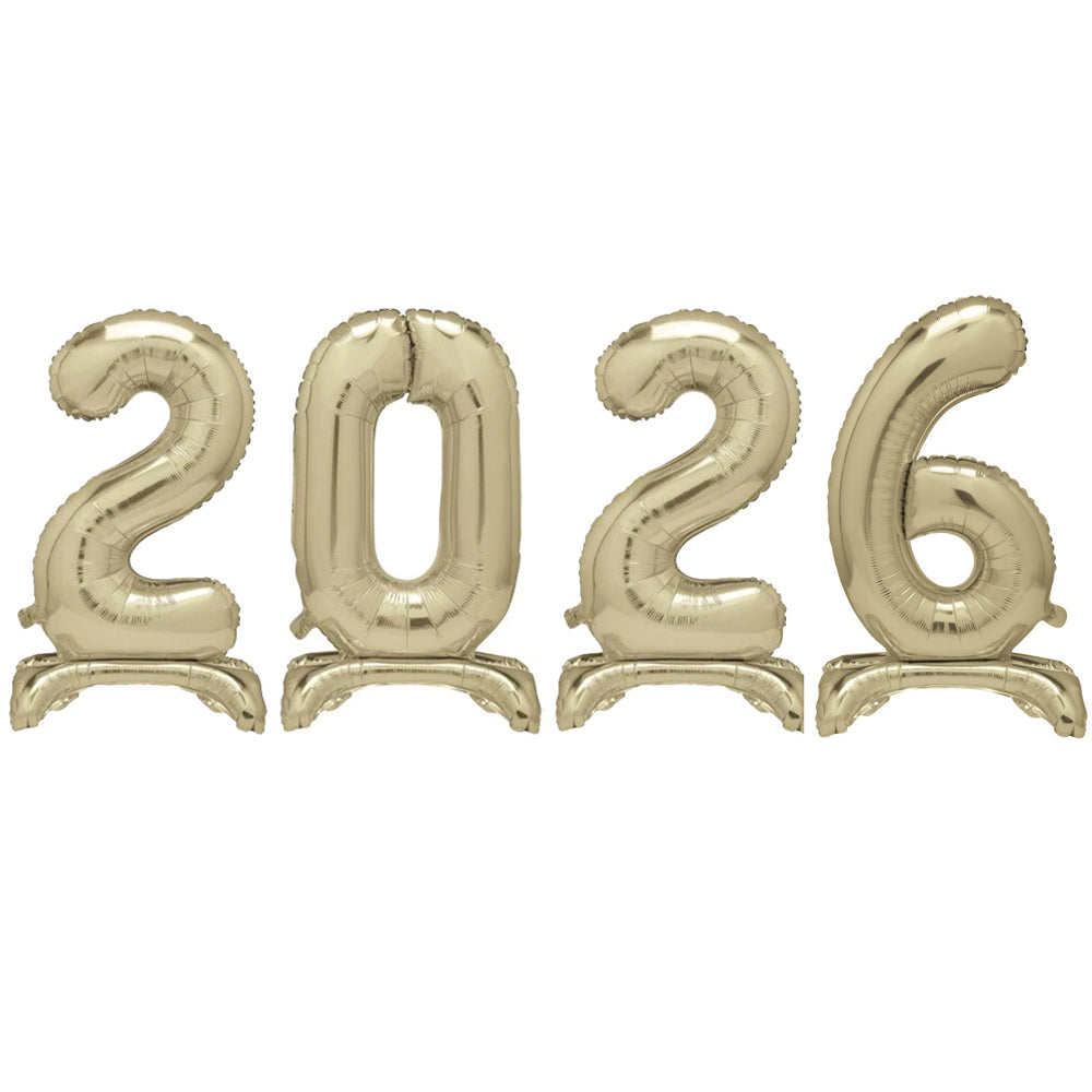 2026 Gold New Year Foil Standing Number Air Fill Balloons - 30"