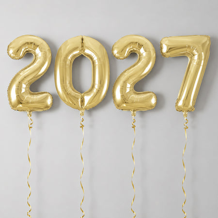 2027 Gold New Year Foil Number Balloons - 34