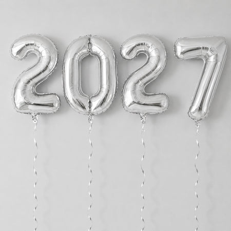 2027 Silver New Year Foil Number Balloons - 34