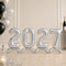 2027 Silver New Year Foil Standing Number Air-Fill Foil Balloons - 30