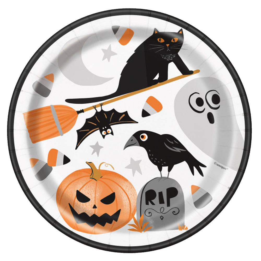 Halloween Bats & Boos Paper Plates - 23cm - Pack of 8
