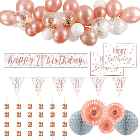 21st Birthday Rose Gold Glitz Decoration Pack