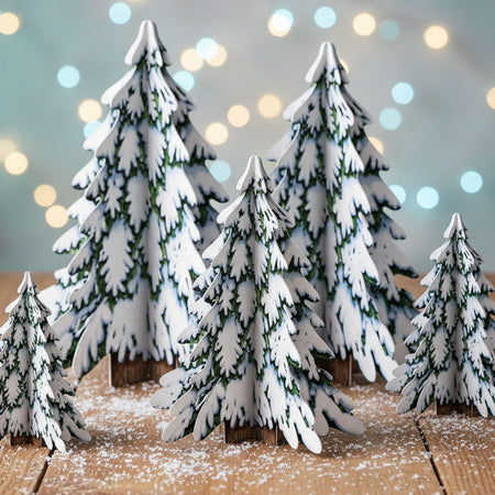 Winter Pine Tree Table Centrepiece Decorations -  32cm - Pack of 6