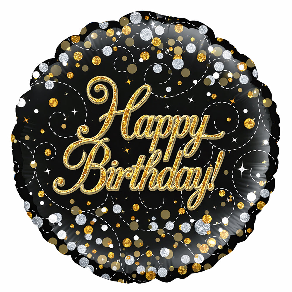 Gold Celebration Happy Birthday Foil Balloon - 18" | Party Packs