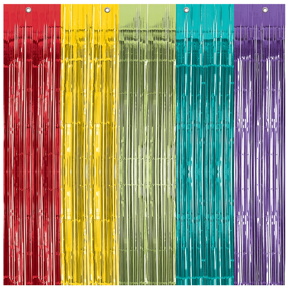 Rainbow Multi-Colour Foil Shimmer Curtain