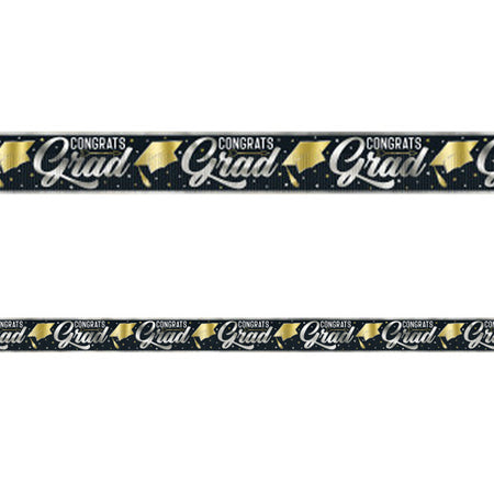 Graduation 'Congrats Grad' Stars & Caps Foil Banner - 3.65m