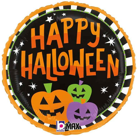 Happy Halloween Stripe Pumpkins Foil Balloon - 18