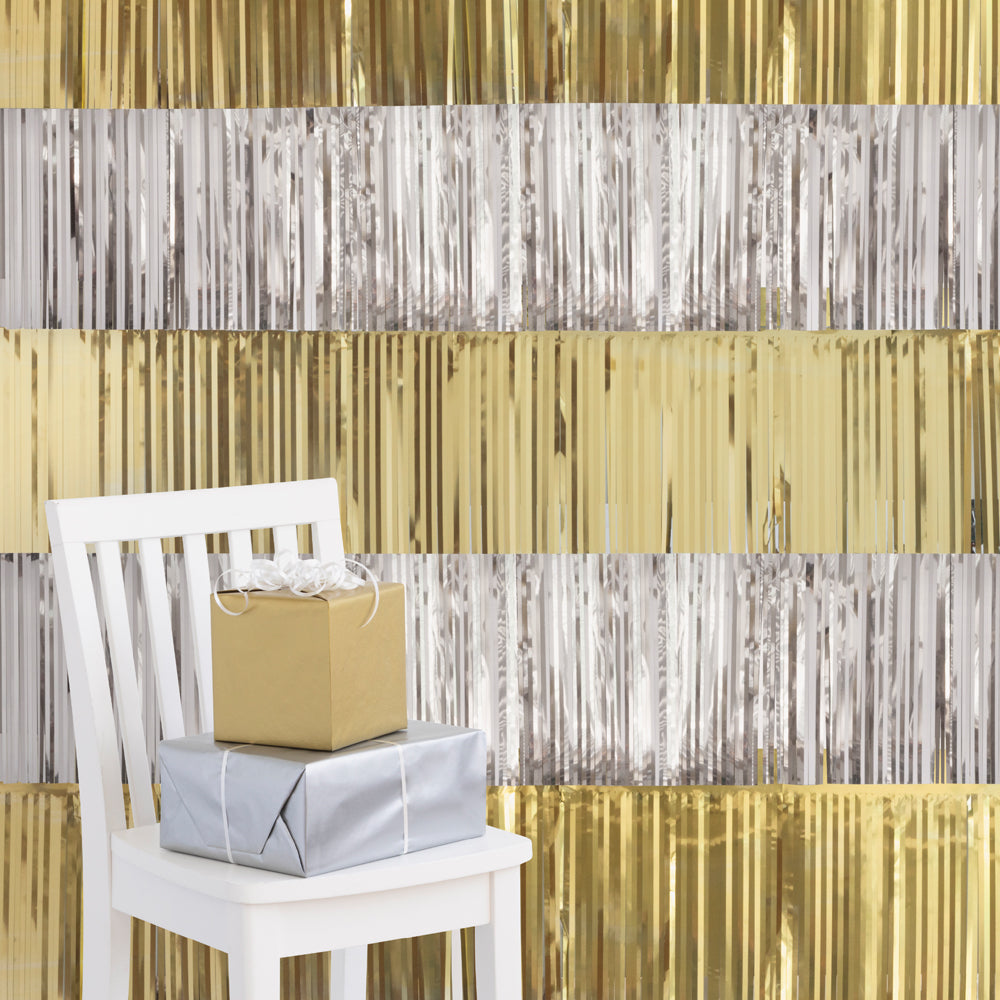 Gold and Silver Fringe Backdrop Kit