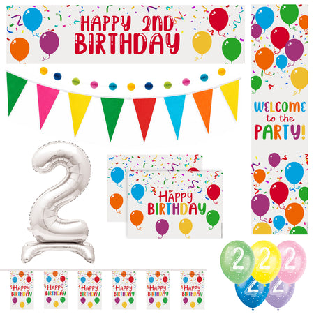 2nd Birthday Rainbow Balloons Decoration Pack