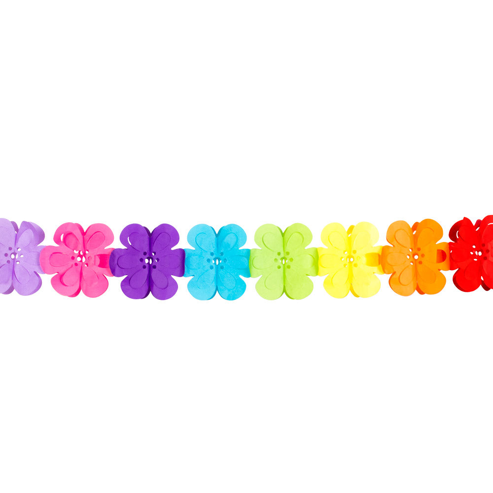 Flower Rainbow Multicolour Tissue Garland - 4m
