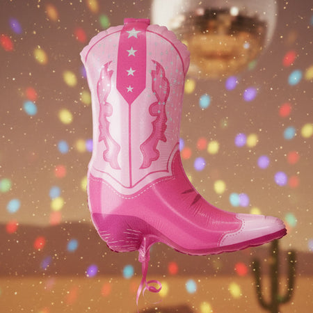 Pink Cowgirl Boot Shape Foil Balloon - 33