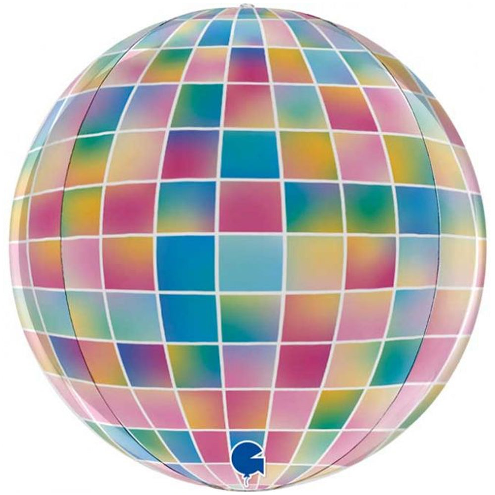 Multicoloured Disco Ball Orb Sphere Foil Balloon - 15"