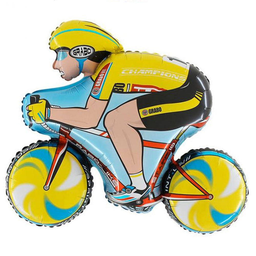Yellow Cyclist Bike Foil Balloon - 34"