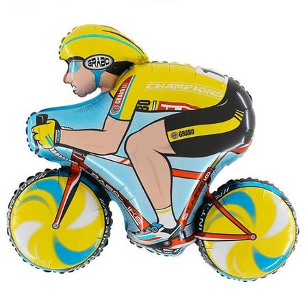 Yellow Cyclist Bike Foil Balloon - 34