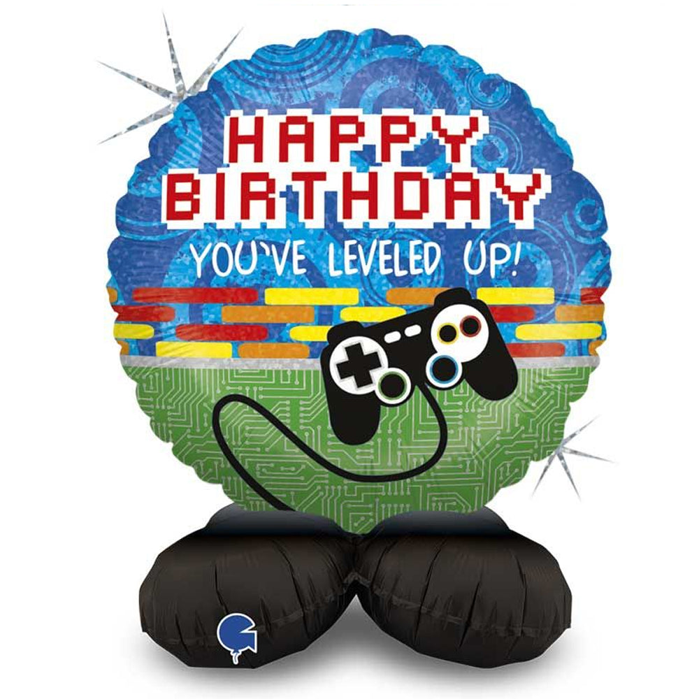 Xbox/PlayStation Controller Helium Party Balloon - Gamer Birthday Decor, Black, UK Style
