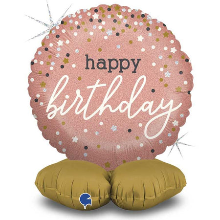 Rose Gold Happy Birthday Standing Foil Balloon - 26