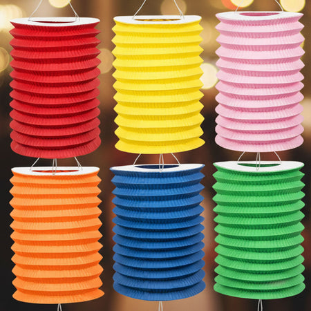 Coloured Paper Lanterns - 13cm - Pack of 12