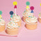 Bright Colour Pom Pom And Tassel Food Picks - Pack of 8